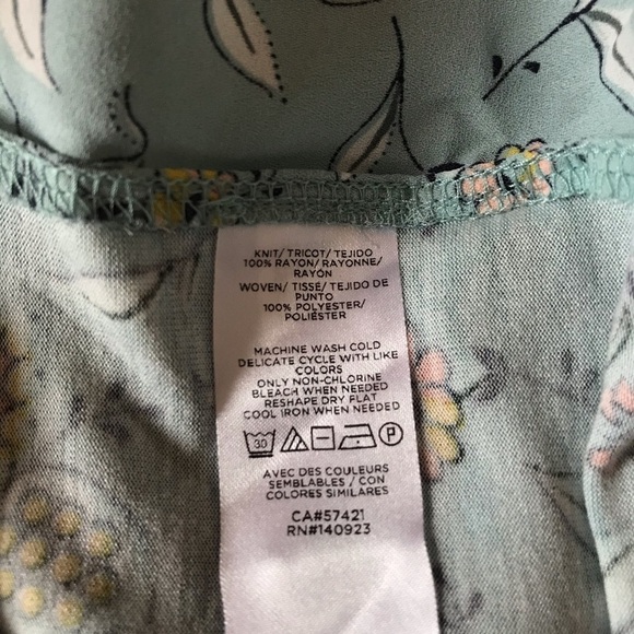 Loft Women’s Aqua Floral Print Mixed Blouse Size XS Blouson Sleeves - Picture 10 of 10